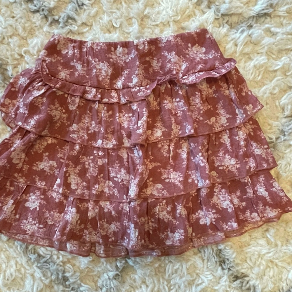 Altar’d State Floral Ruffle Skirt in Pink